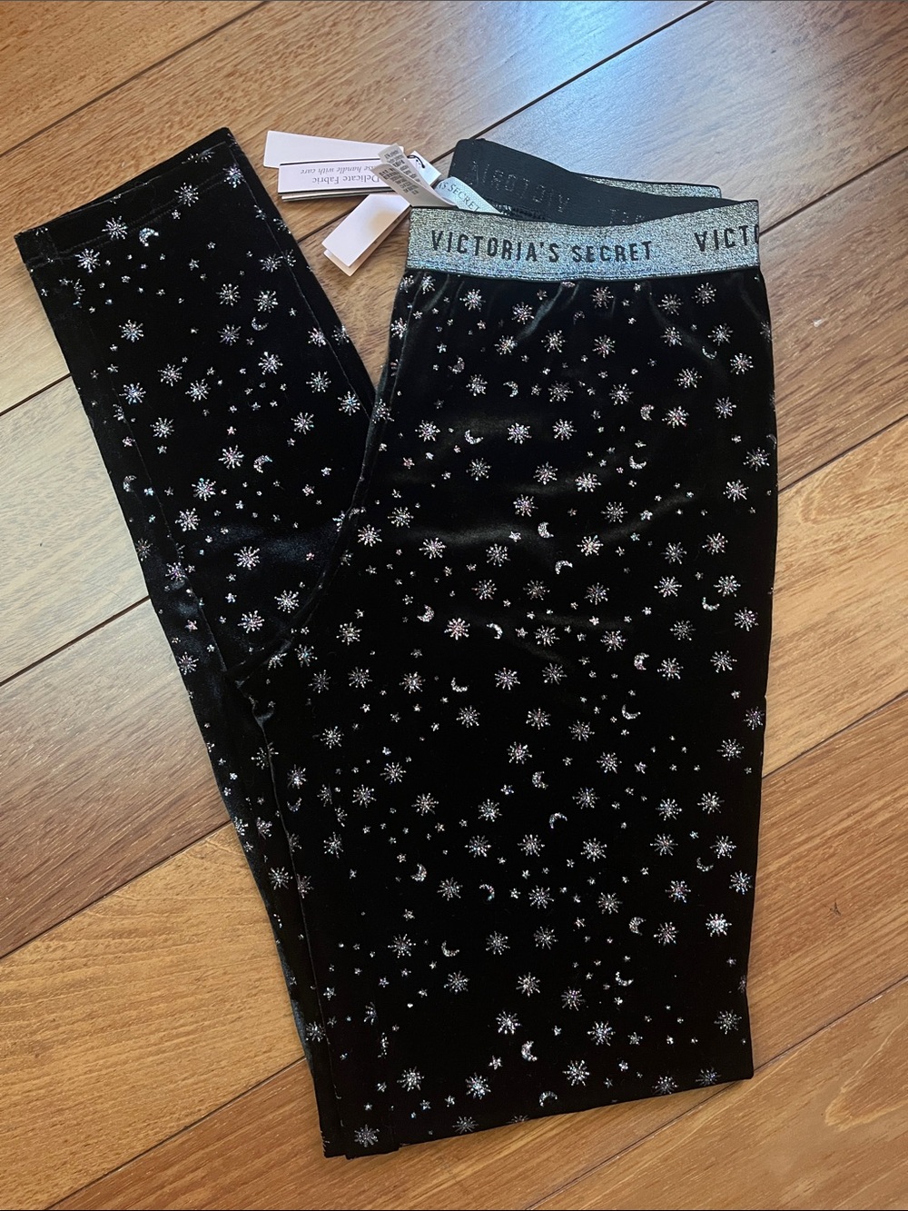 NWT Victoria’s Secret Velvet Sparkle Constellation Leggings